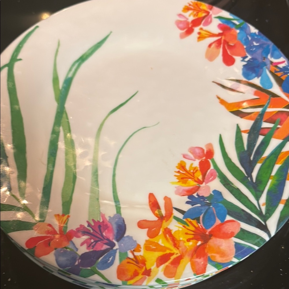Set of 8 Colorful Flamingo Floral Dinner Plate